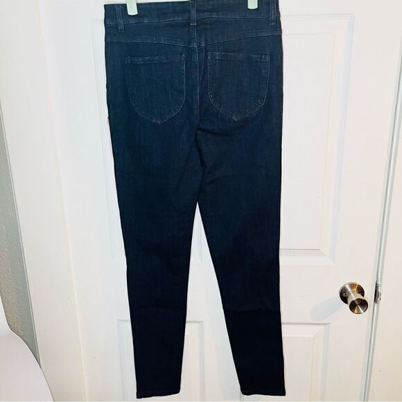 Modcloth By All Means Exposed Zip Skinny Jeans High Waist Dark Blue Indigo M - Picture 11 of 13
